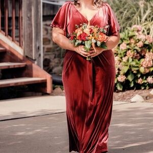 Revelry Velvet Maxi Dress in Deep Red